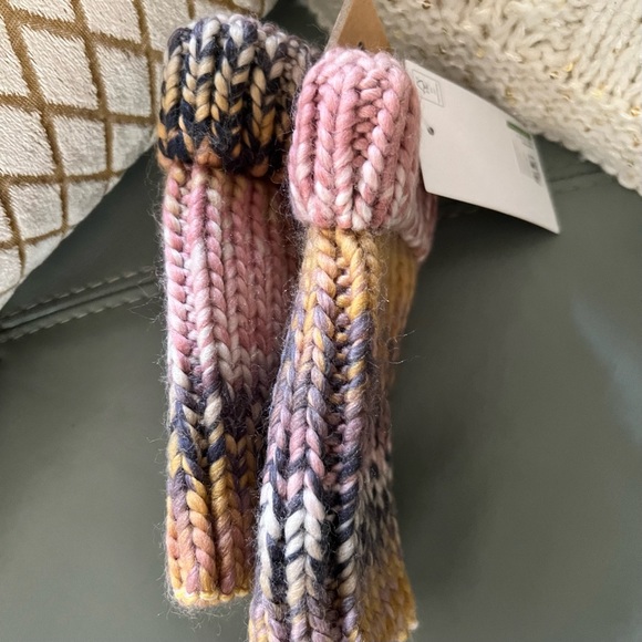 Rare OMBRE HAND WARMERS Gorgeous KNIT Soft MUTED Warm Pink/Purple-Gray/Goldenrod - Picture 6 of 9